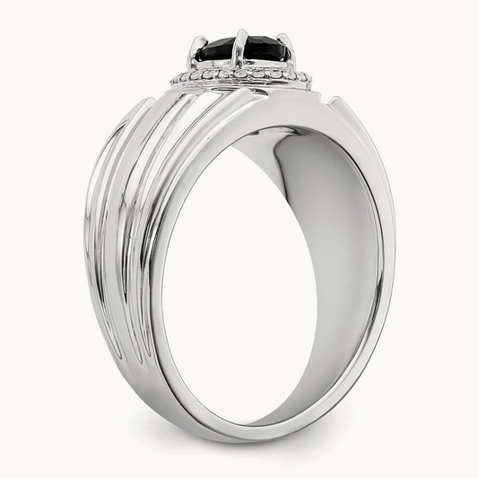 Onyx and Diamond Mens Ring, 14K