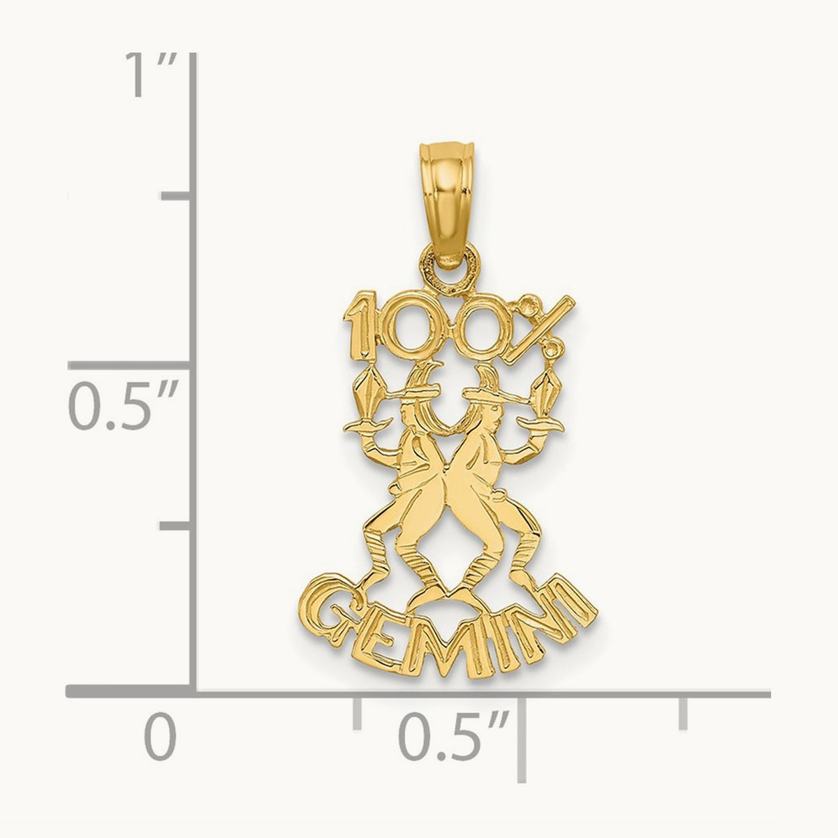 100% GEMINI Zodiac Charm — 14K Yellow Gold