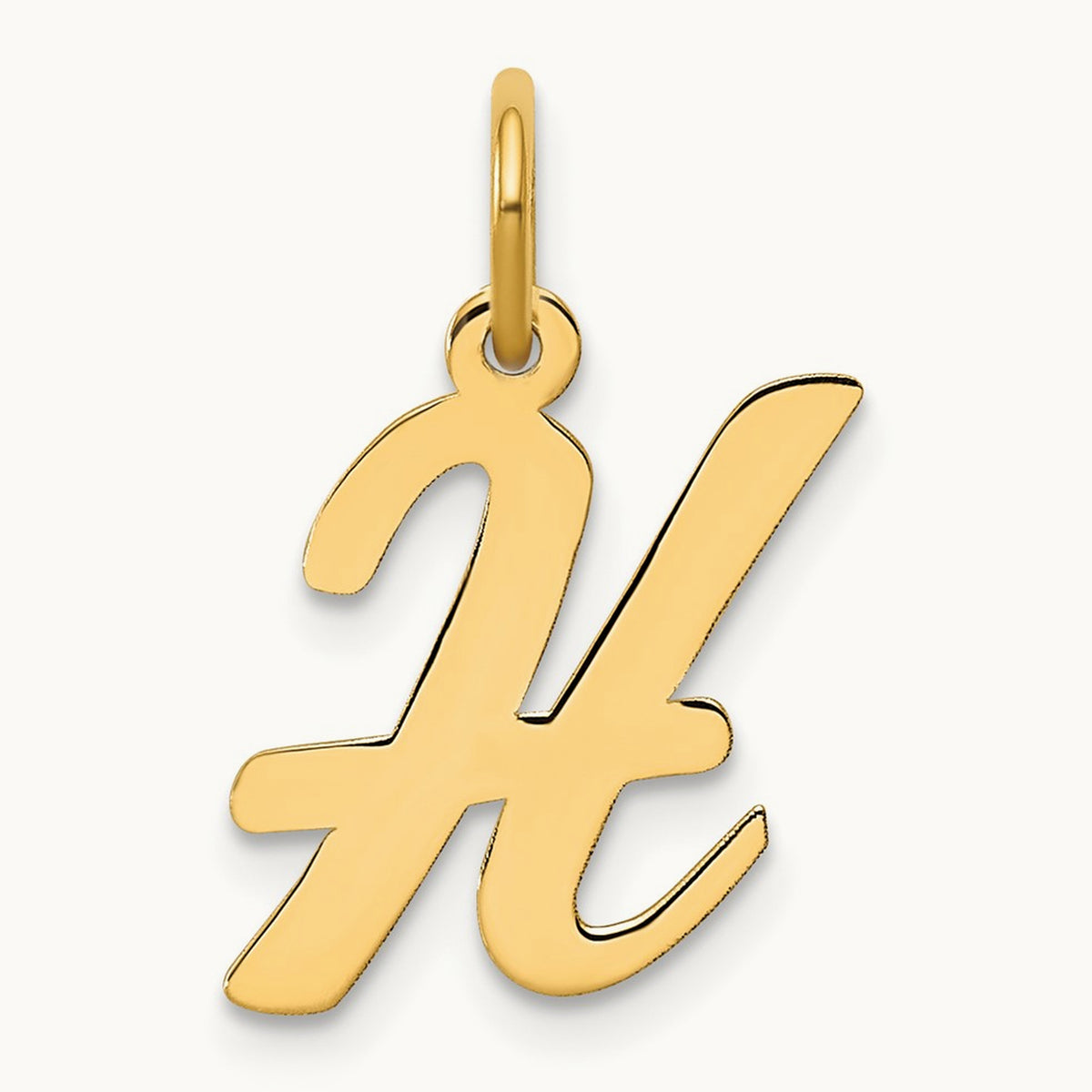 Medium Script Initial Charm — 14K Yellow Gold, H