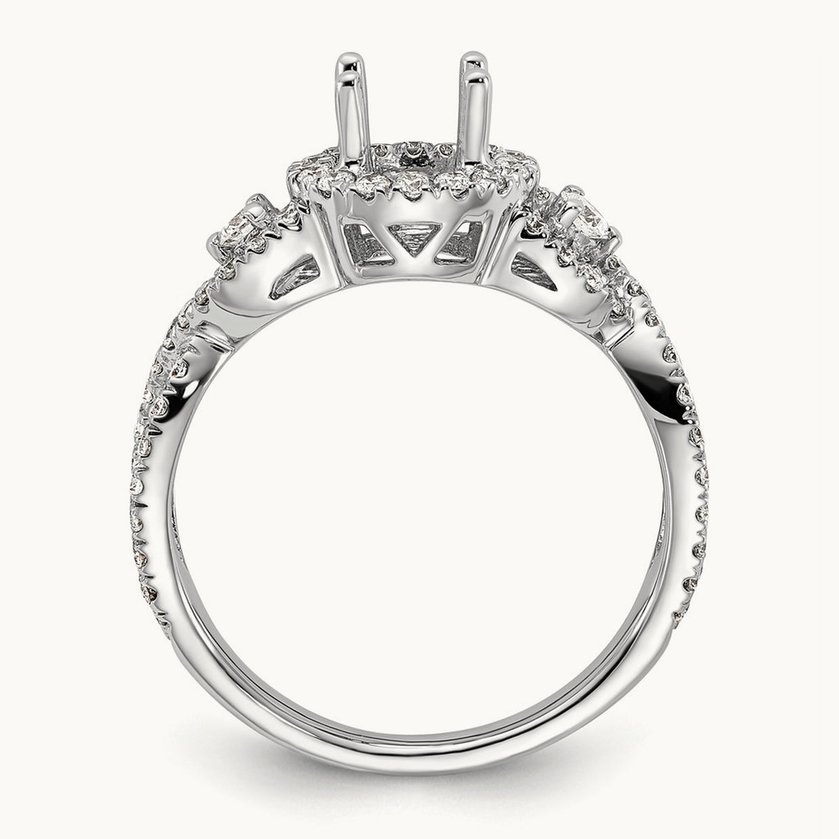 Round Semi-Mount Engagement Ring, 0.75 ct tw Lab-Grown Diamond