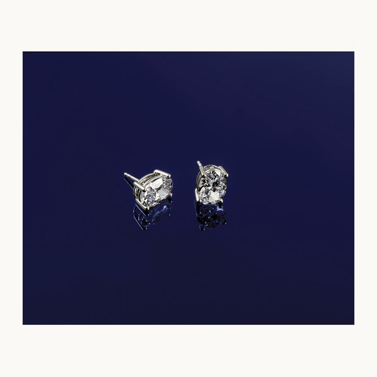Oval Four-Prong Stud Earrings, 0.50-6.00 ct tw Lab-Grown Diamond — 6 ct, 14K White Gold