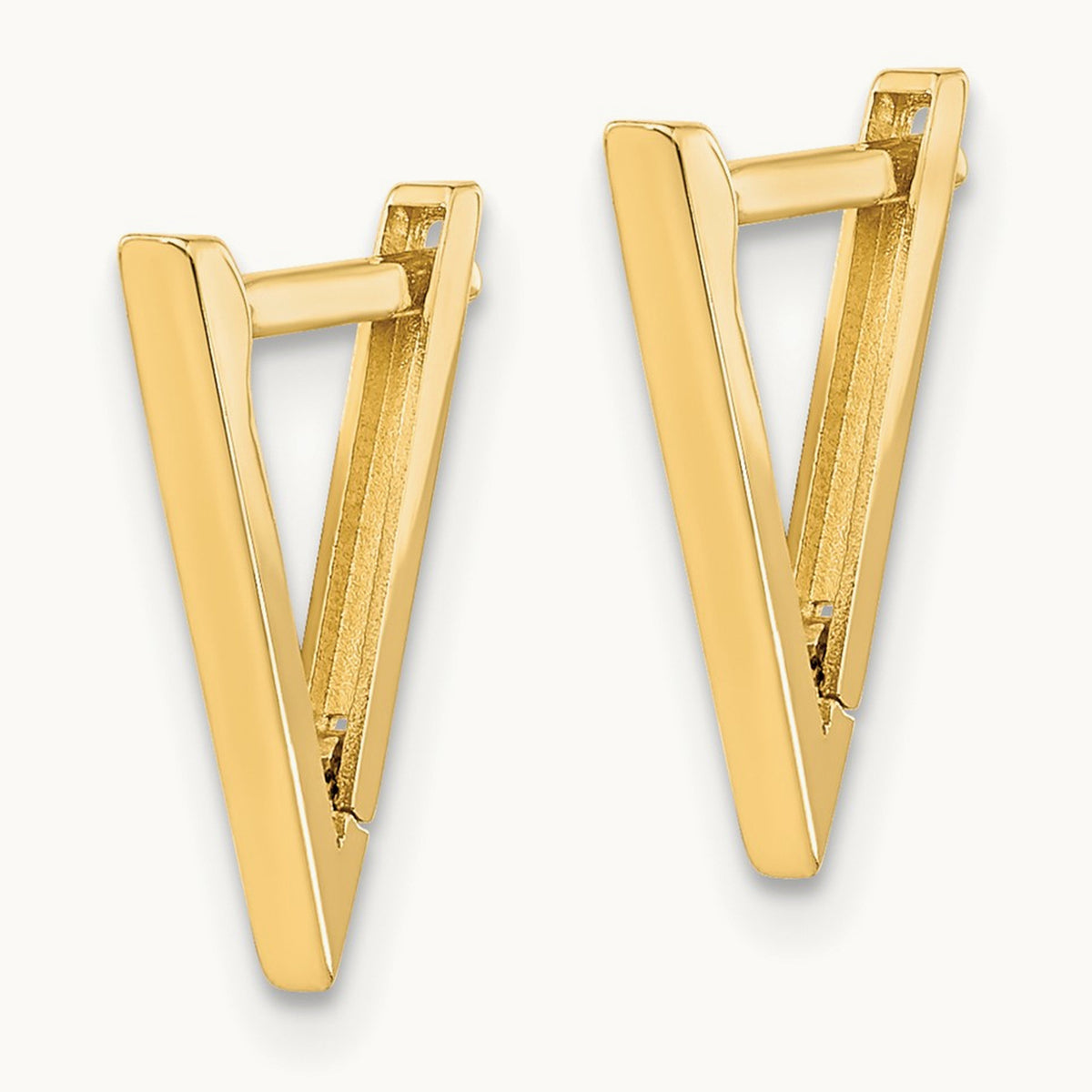 Polished Triangle Hoop Earrings — 14K Yellow Gold