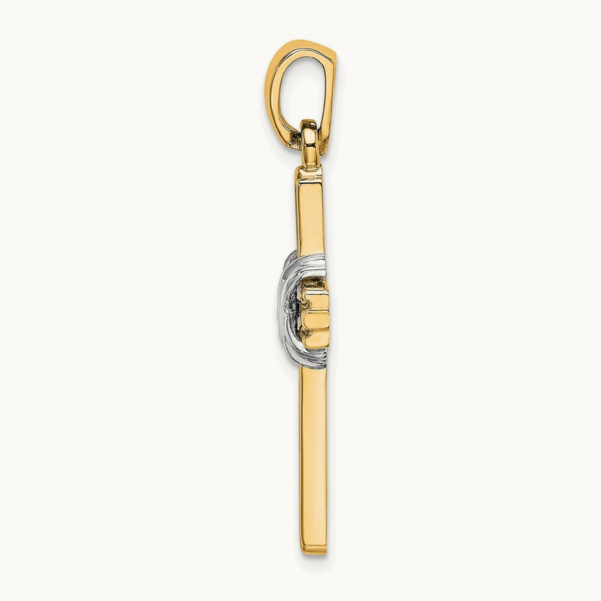 w/ Passion Cross Pendant — 14K Yellow Gold & Rhodium, 34.15mm