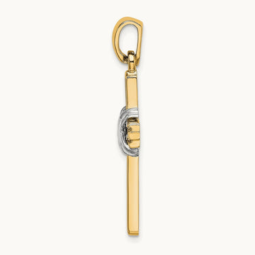 w/ Passion Cross Pendant — 14K Yellow Gold & Rhodium, 34.15mm