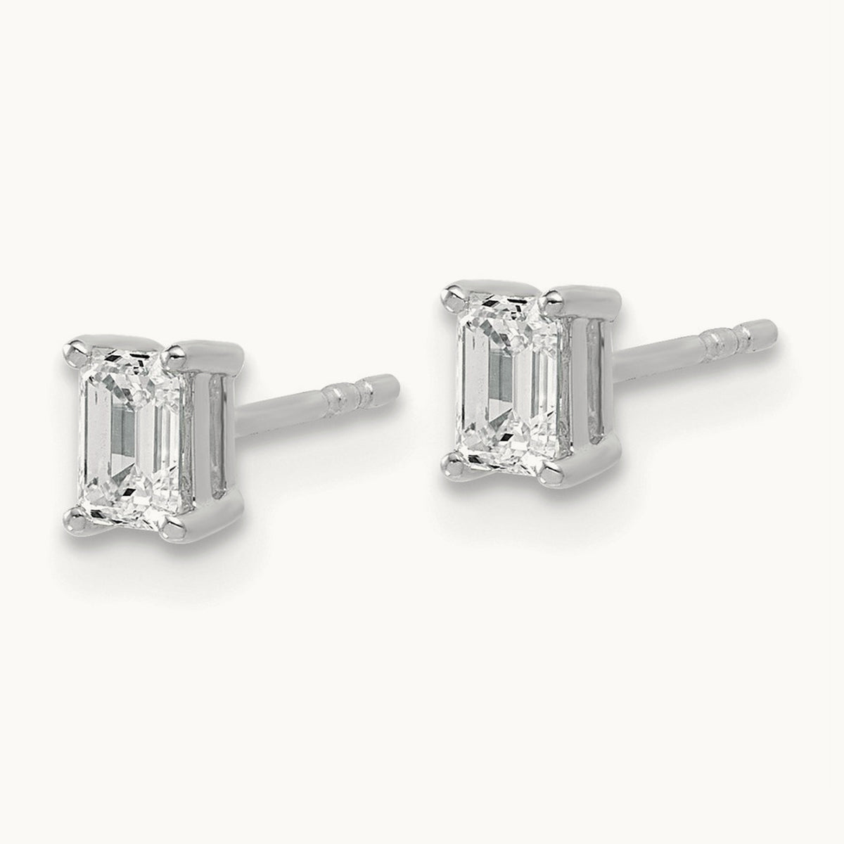 Emerald Four-Prong Stud Earrings, 0.50-6.00 ct tw Lab-Grown Diamond — 3/4 ct, 14K White Gold