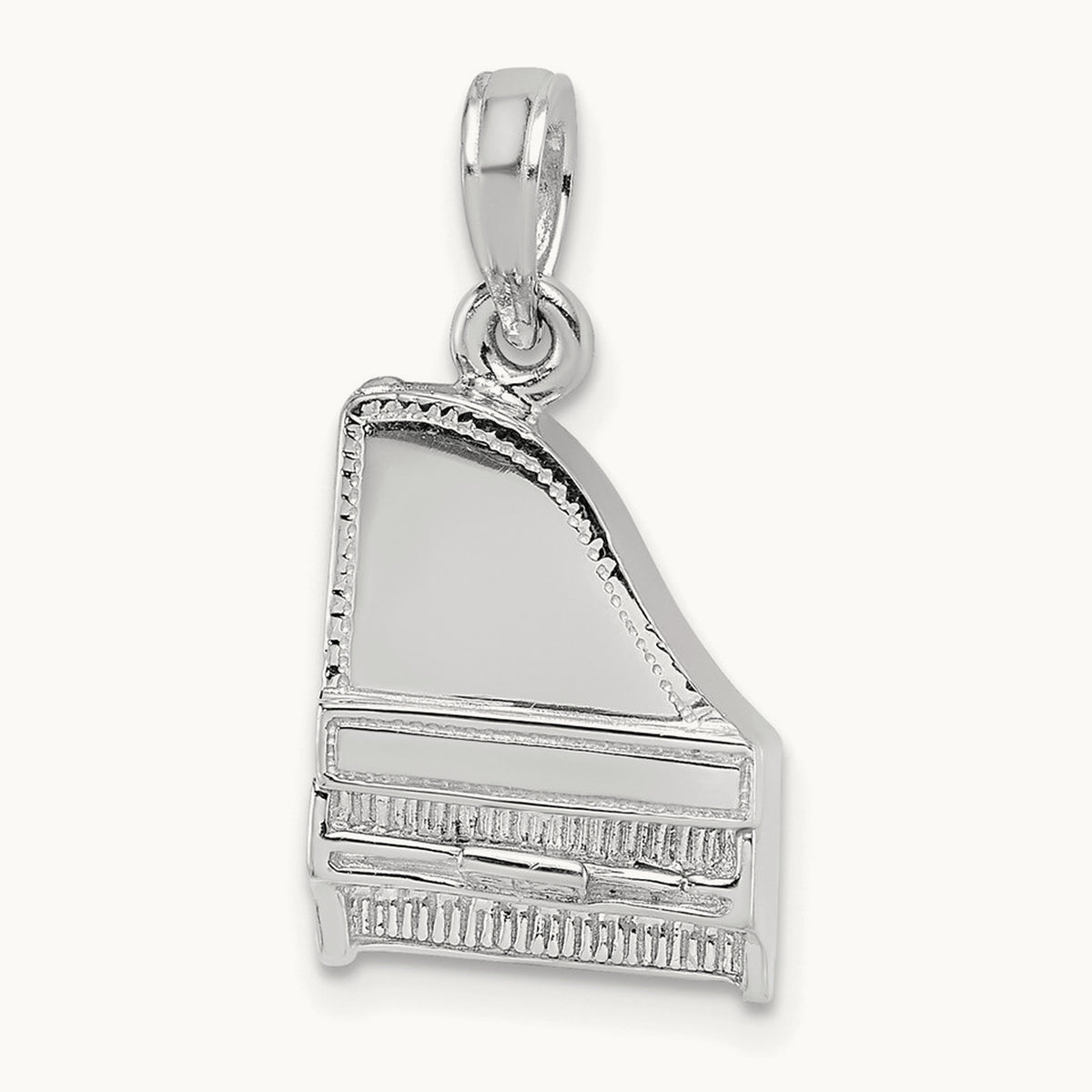 3-D Top Opens Grand Piano Charm — 14K White Gold