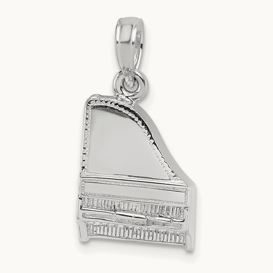 3-D Top Opens Grand Piano Charm, 14K White Gold