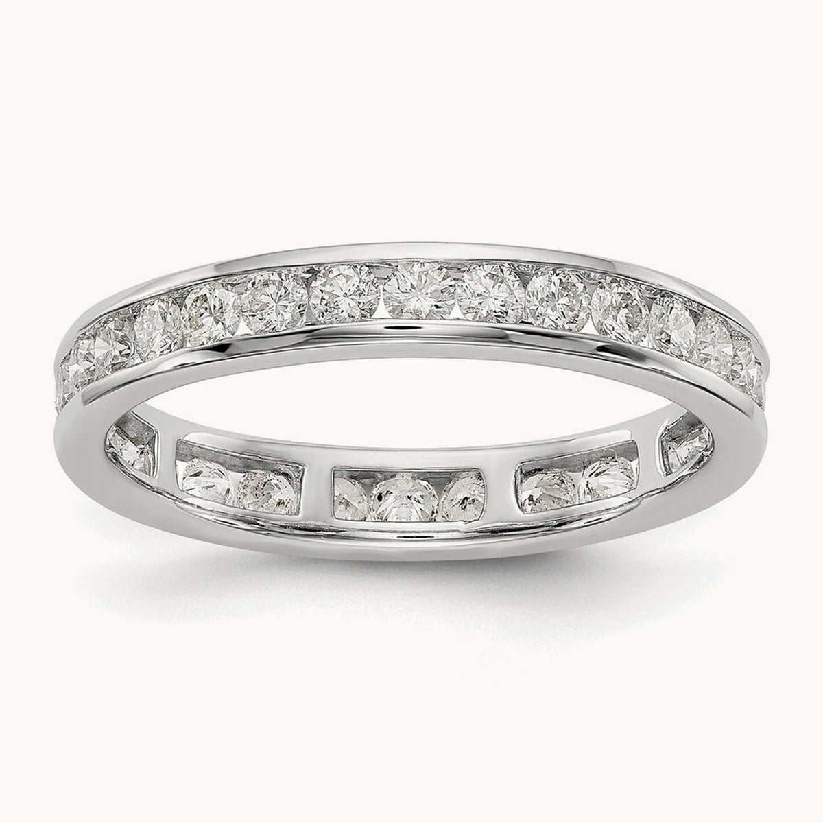 Polished Channel Set Diamond Eternity Band, 1.00 ct tw — 14K White Gold
