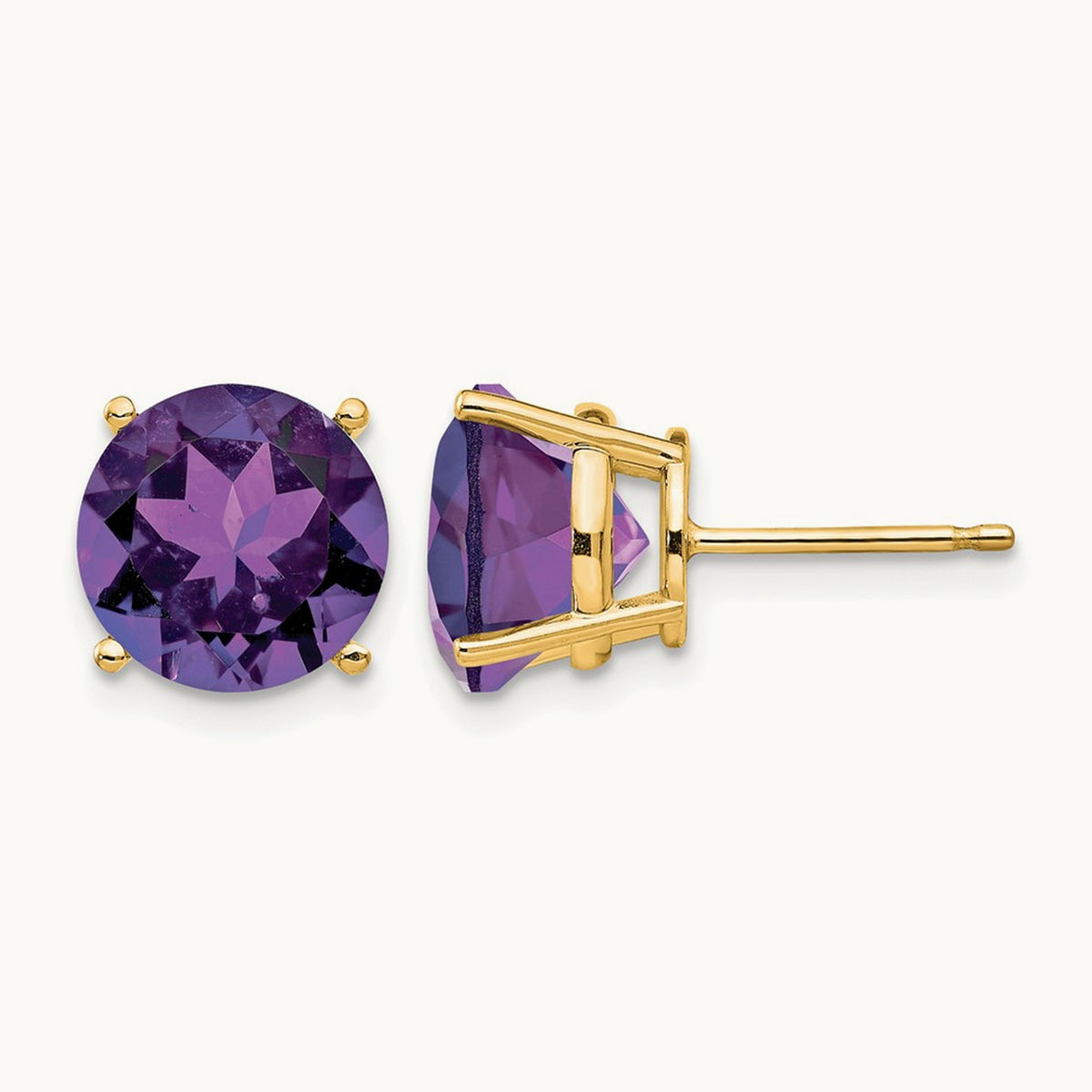 Amethyst Earrings, 10mm, 14K
