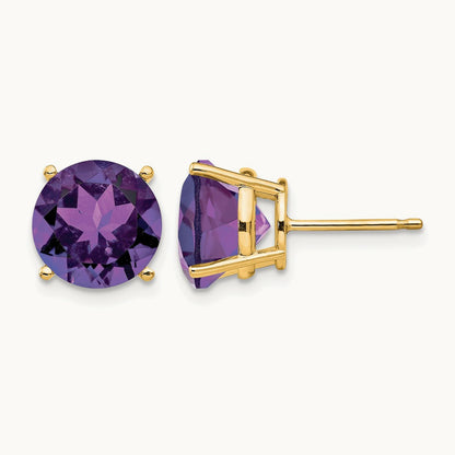 Amethyst Earrings, 10mm, 14K