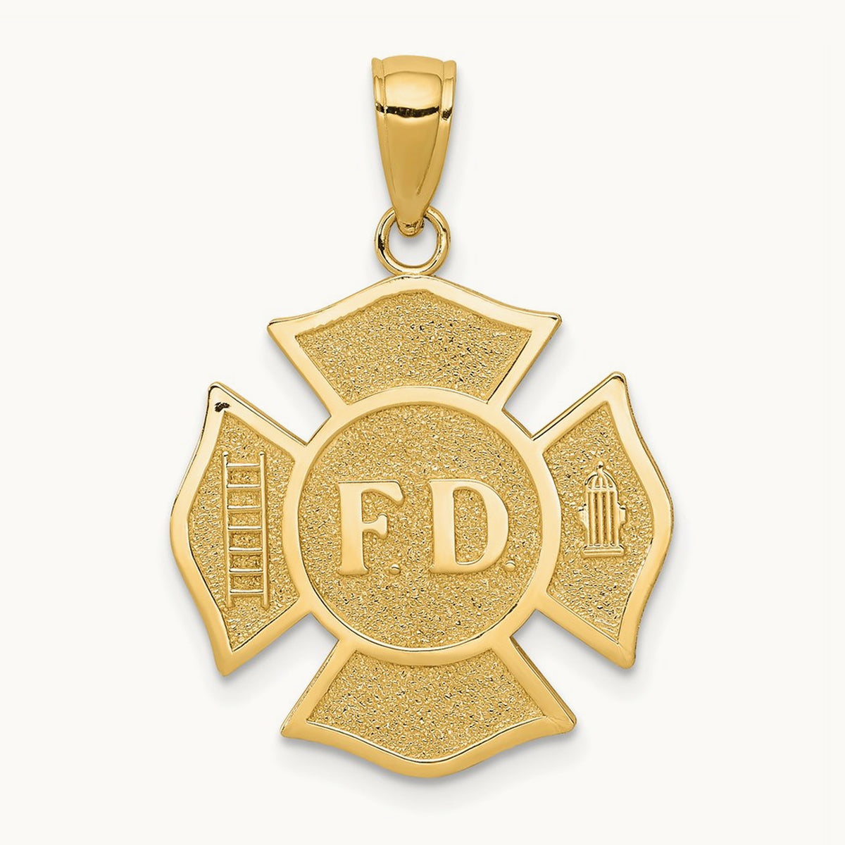 Fire Department FD Badge Pendant, 14K