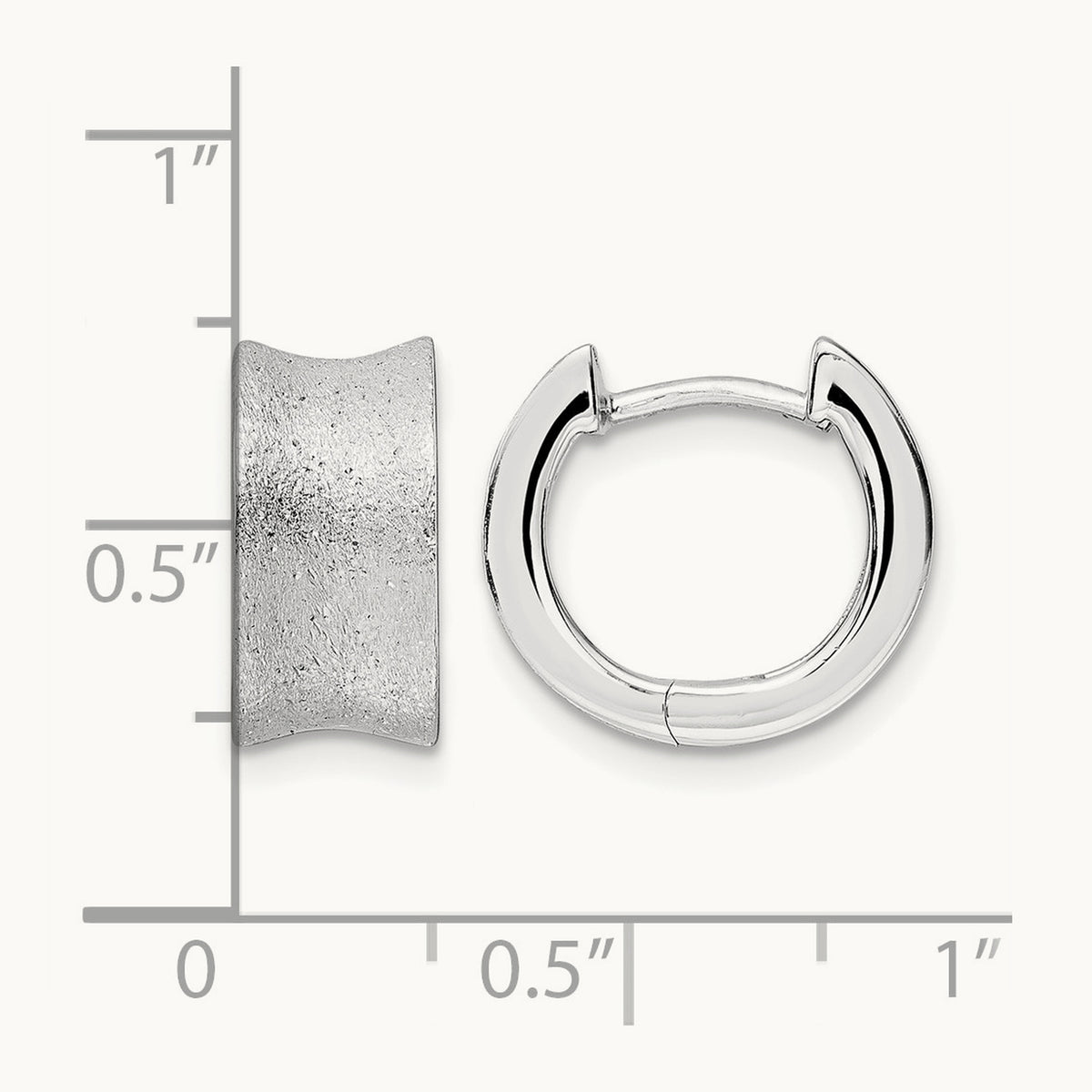 Rhod-plated D/C Brushed Huggie Hoop Earrings, Sterling Silver — Leslie's