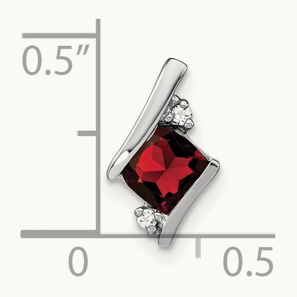 Cushion Garnet and Diamond Chain Slide, 14K White Gold