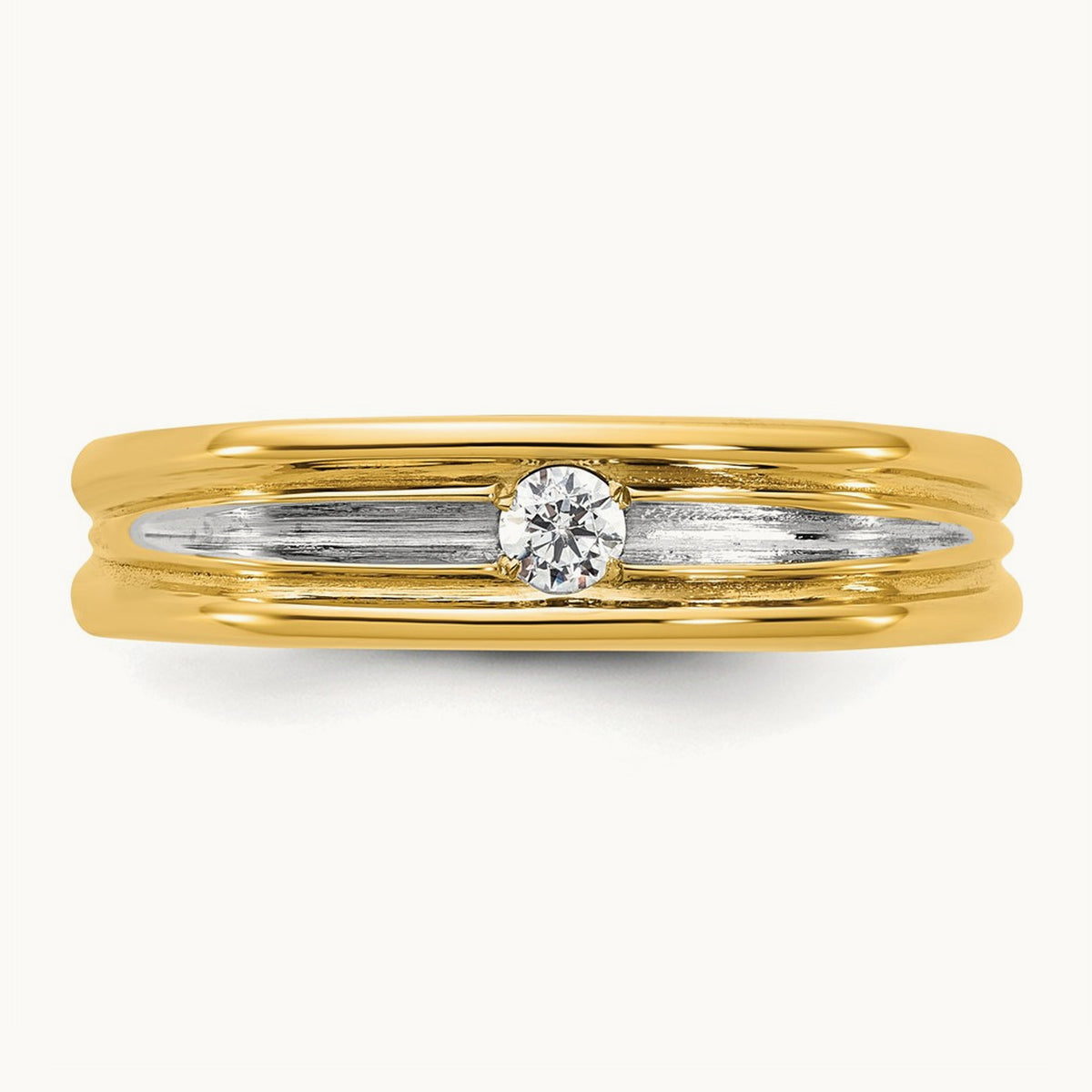 w/White Rhodium IB Goodman Mens Complete 1/10ct Diamond Ring, 14K Yellow Gold