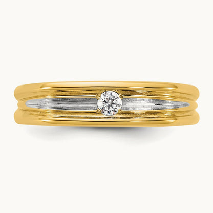 w/White Rhodium IB Goodman Mens Complete 1/10ct Diamond Ring, 14K Yellow Gold