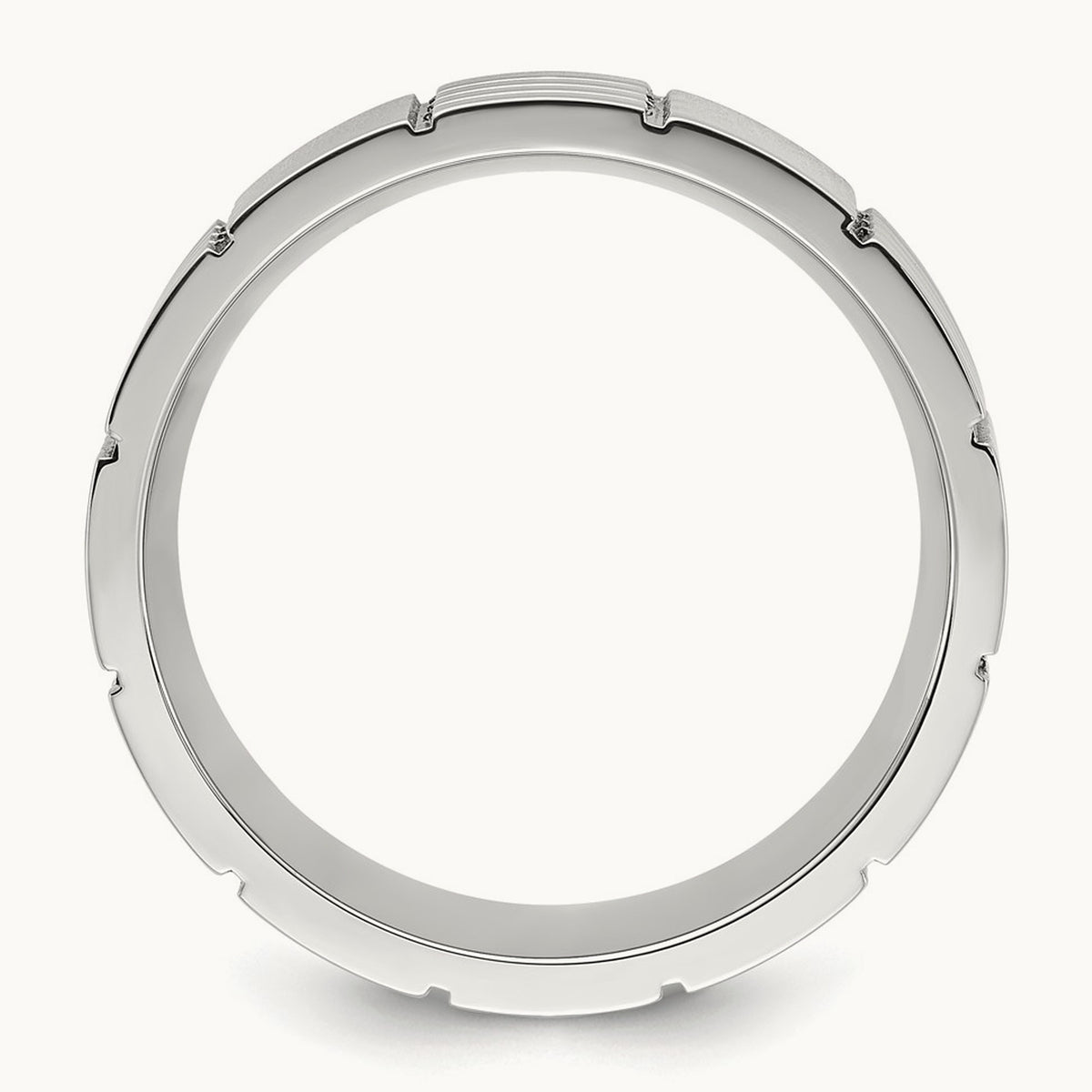 Brushed and Polished Grooved Band, 8mm, Titanium