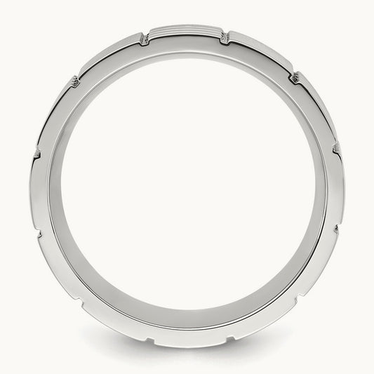 Brushed and Polished Grooved Band, 8mm, Titanium