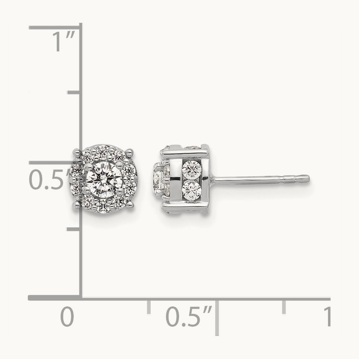Round Halo Post Earrings, 1.00-2.00 ct tw Lab-Grown Diamond — 1 ct (2)