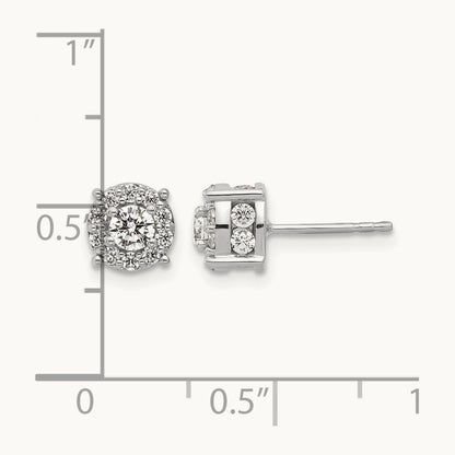 Round Halo Post Earrings, 1.00-2.00 ct tw Lab-Grown Diamond — 1 ct (2)