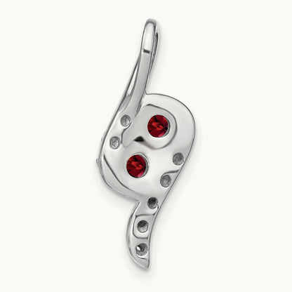 Garnet and Diamond Chain Slide, 14K White Gold