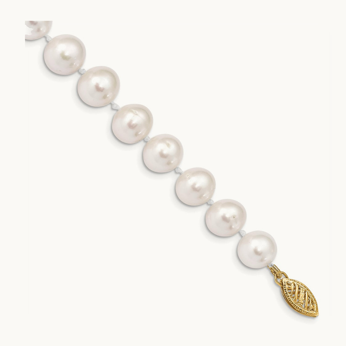 9- White Near Round Freshwater Cultured Pearl Bracelet, 14K
