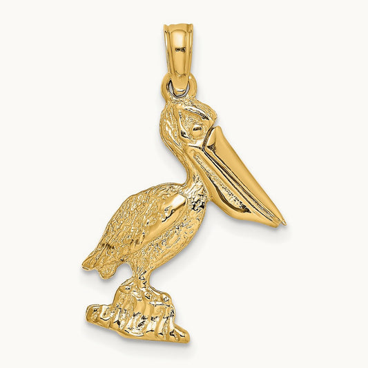 3-D Standing Pelican with Moveable Mouth Charm, 14K