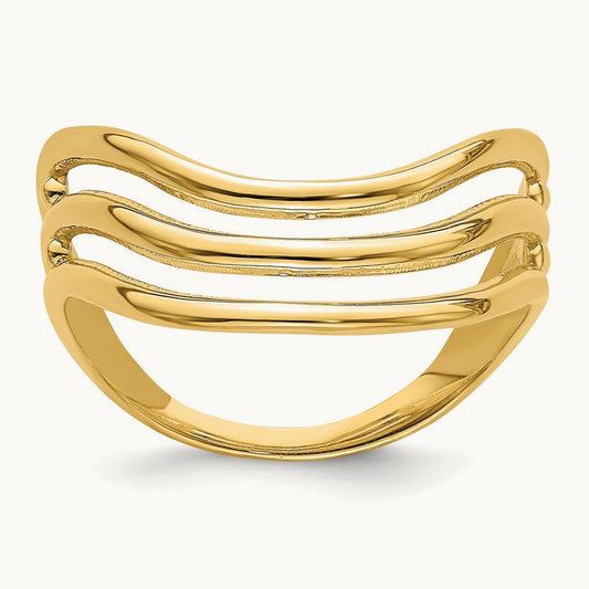 Triple Wave Fashion Thumb Ring, 14K