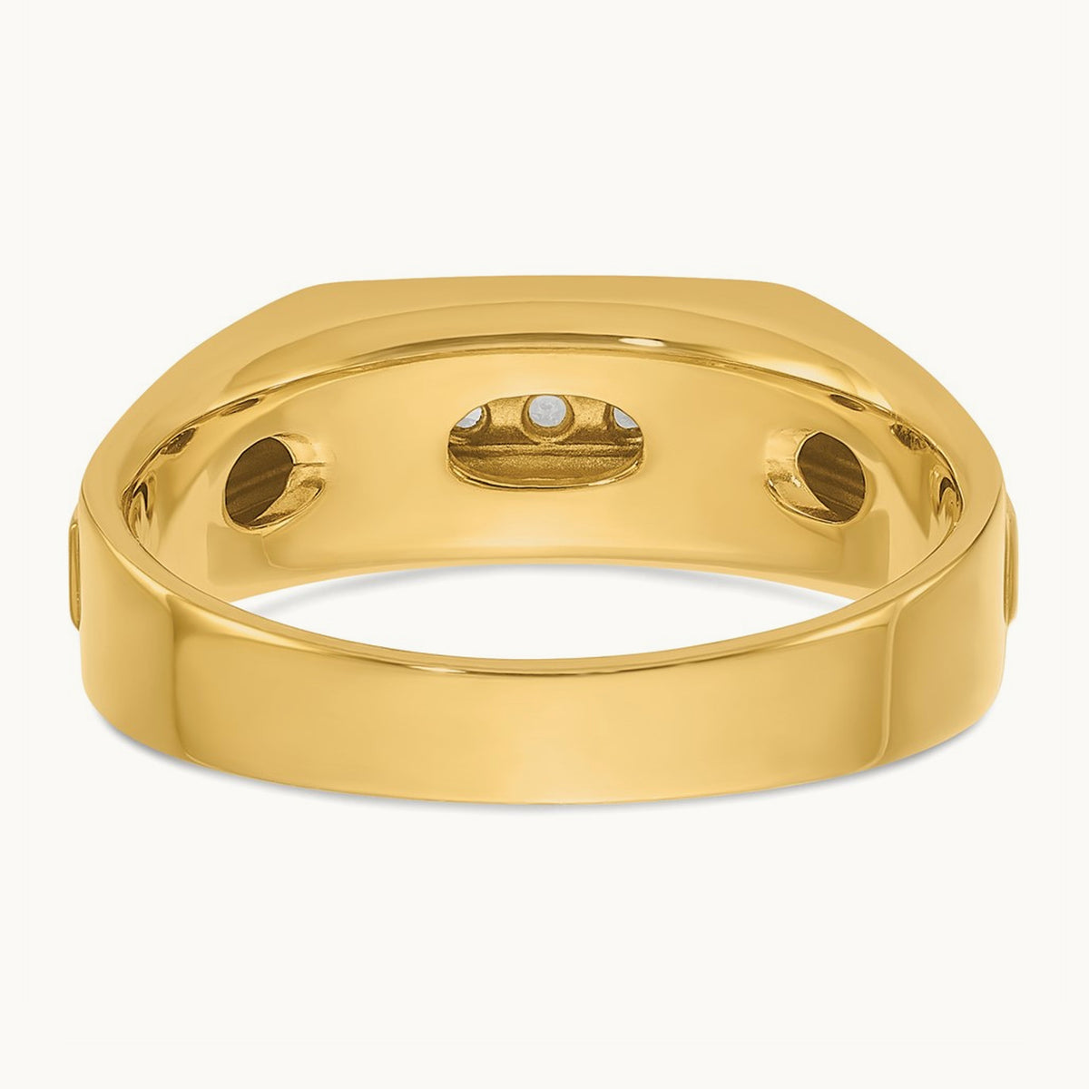 w/ White RH IBGoodman Men's Polished/Satin 5-Stone Diamond Ring, 14K