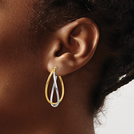 Polished Fancy Earrings — Leslie's — 10K Two-Tone Gold
