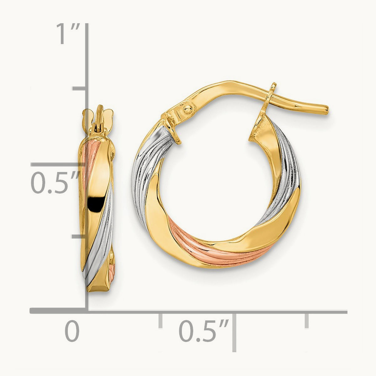 W/ & Polished Twisted Hoop Earrings — 16.5mm