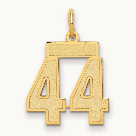 Small Satin Number 44 Charm — 14K Yellow Gold