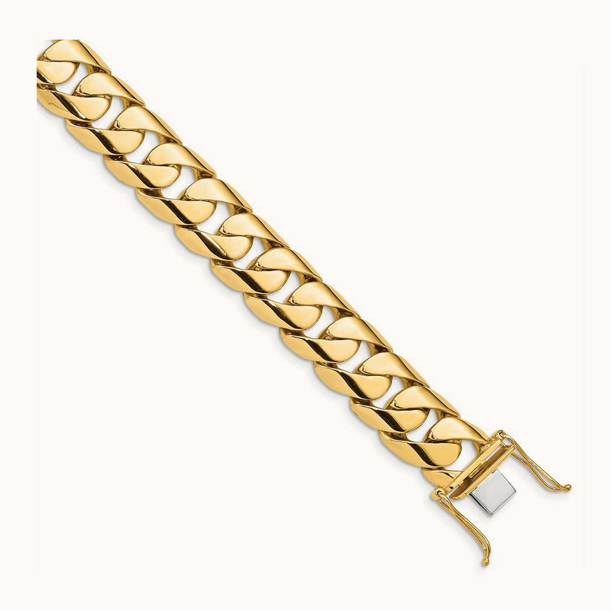 Hand-polished Rounded Curb Link Bracelet — 14K Yellow Gold, 15.4mm