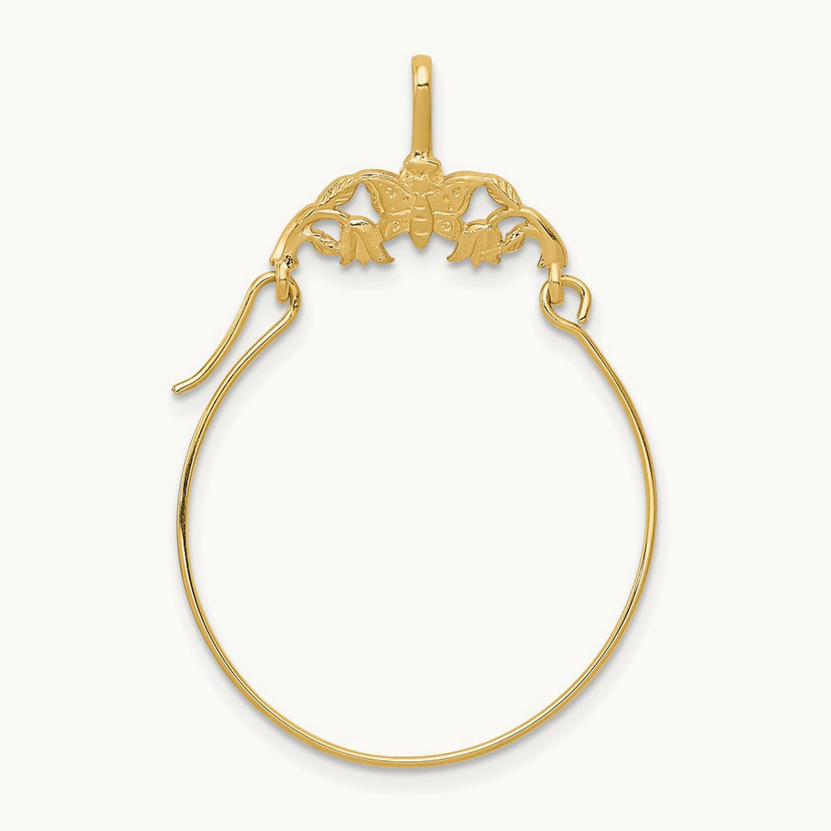 Polished Butterflies Charm Holder, 14K