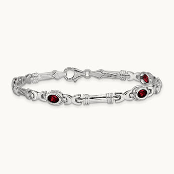 Garnet Bracelet, 14K White Gold