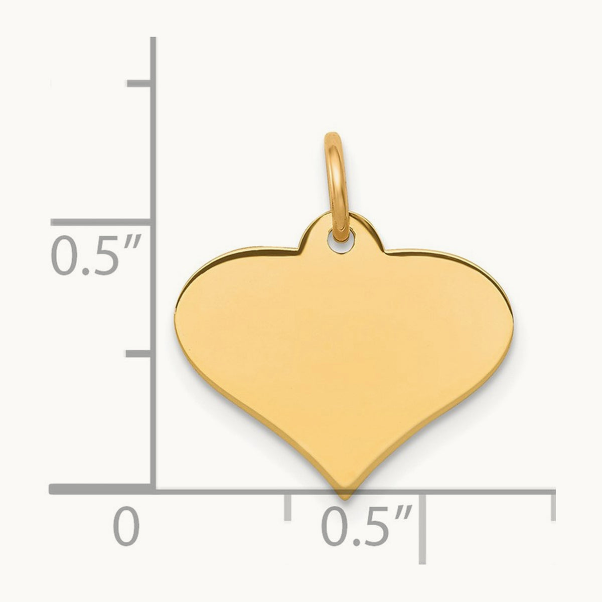 Plain .018 Gauge Engraveable Heart Disc Charm — 14K Yellow Gold, 16mm