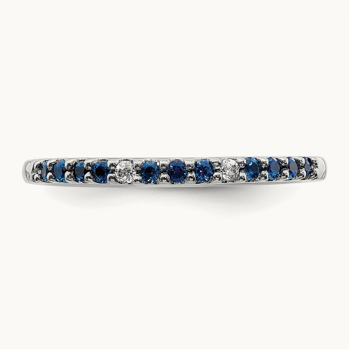 Diamond and Sapphire Band, 14K White Gold