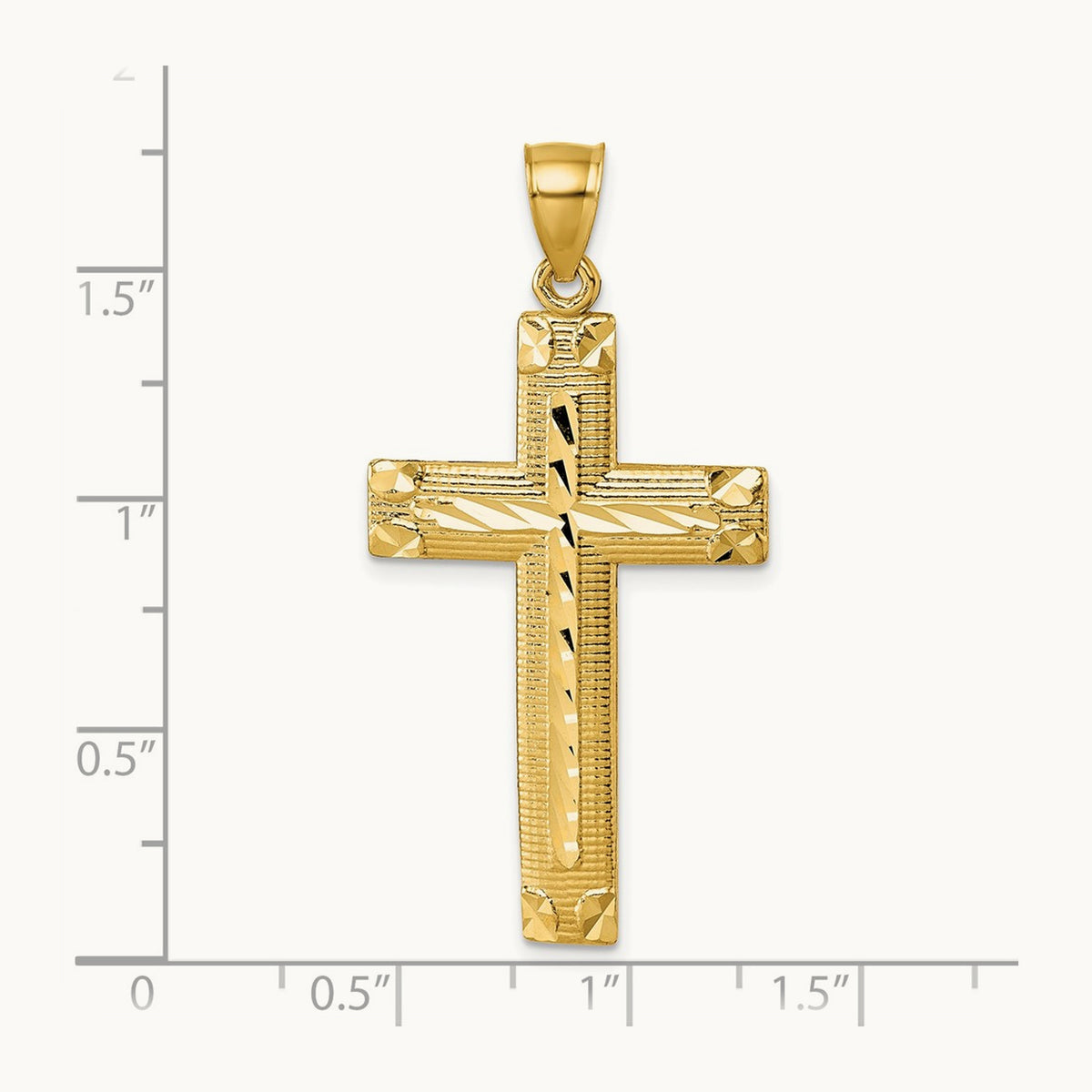 Polished Diamond-cut Textured Fancy Cross Pendant — photo set
