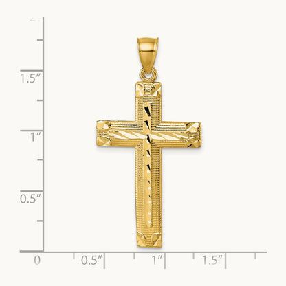 Polished Diamond-cut Textured Fancy Cross Pendant — photo set