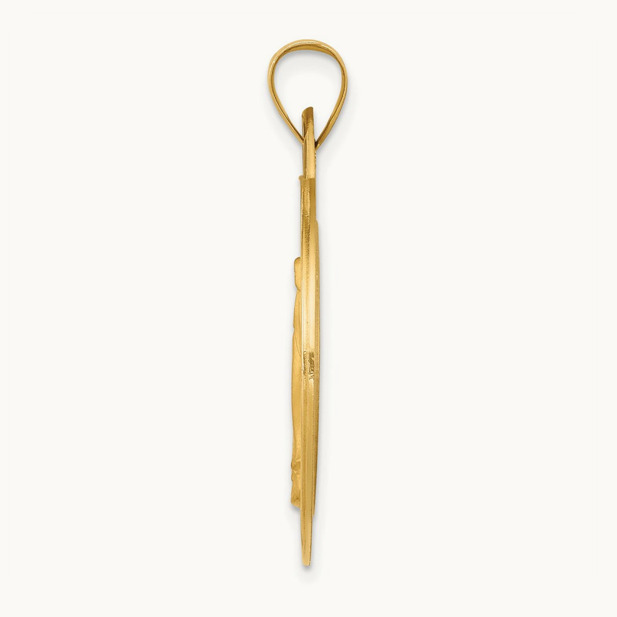 Polished and Satin Miraculous Medal Hollow Pendant, 14K
