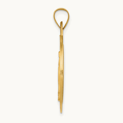 Polished and Satin Miraculous Medal Hollow Pendant, 14K
