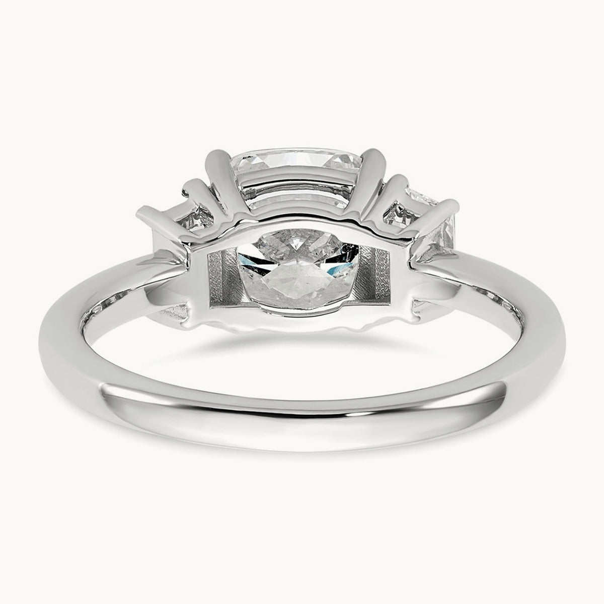 Cushion & 1/2 Moon Engagement Ring, 1.25-3.75 ct tw Lab-Grown Diamond — 2 1/2 ct, 14K White Gold