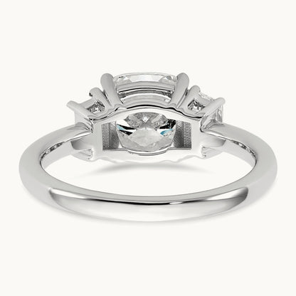 Cushion & 1/2 Moon Engagement Ring, 1.25-3.75 ct tw Lab-Grown Diamond — 2 1/2 ct, 14K White Gold
