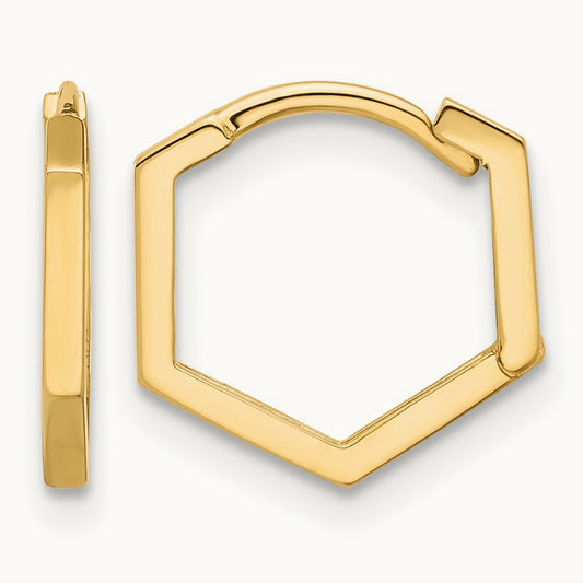 Polished Geometric Hoop Earrings — Leslie's — 14K Yellow Gold