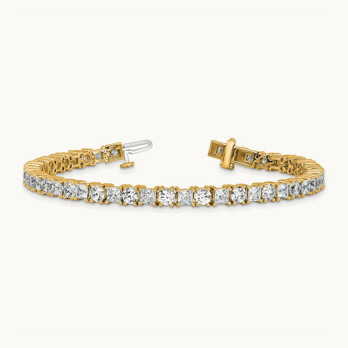 Princess/Round Tennis Bracelet, 10.00 ct tw Lab-Grown Diamond — 14K Yellow Gold