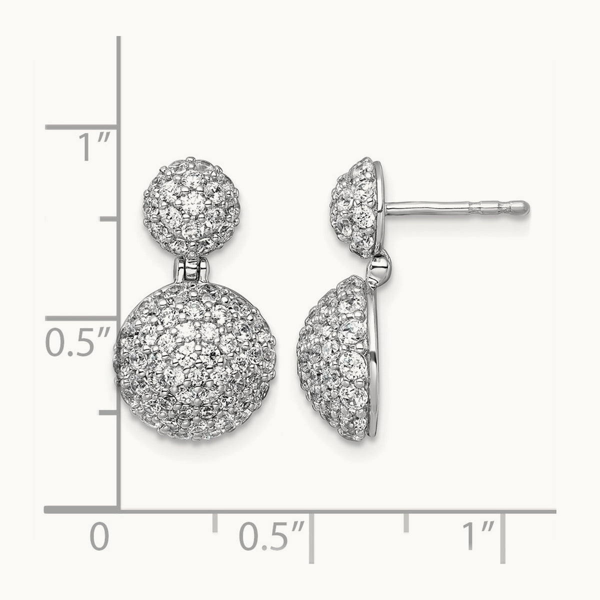 Pave Ball Dangle Post Earrings, 2.00 ct tw Lab-Grown Diamond — 14K White Gold