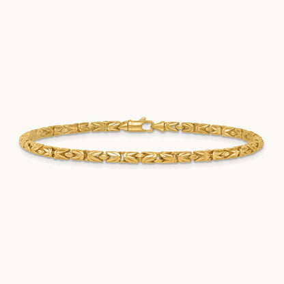 Polished Rounded Byzantine Link 7.5in Bracelet, 14K