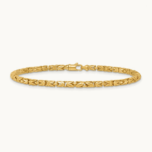 Polished Rounded Byzantine Link 7.5in Bracelet, 14K