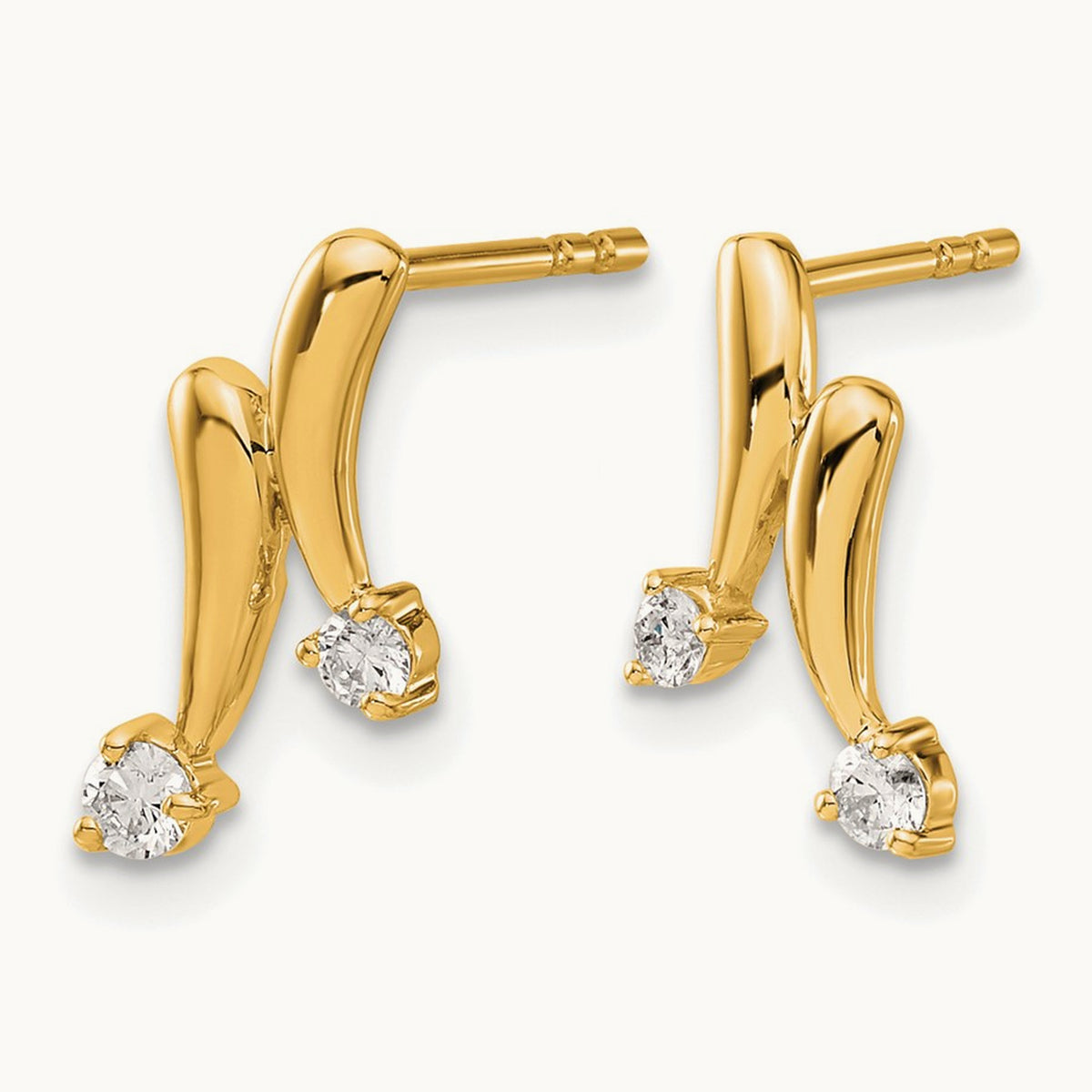 Diamond Earrings, 14K Yellow Gold