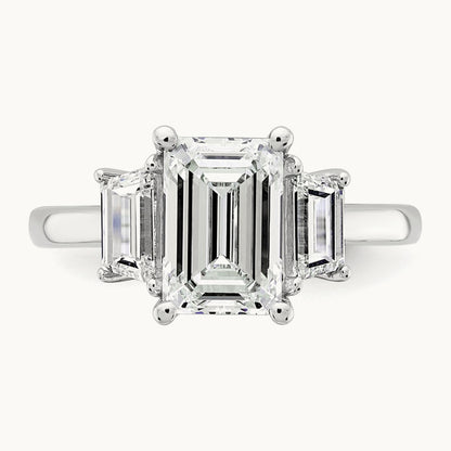 Emerald & Trapezoid Engagement Ring, 1.25-4.00 ct tw Lab-Grown Diamond — 3 1/3 ct, 14K White Gold
