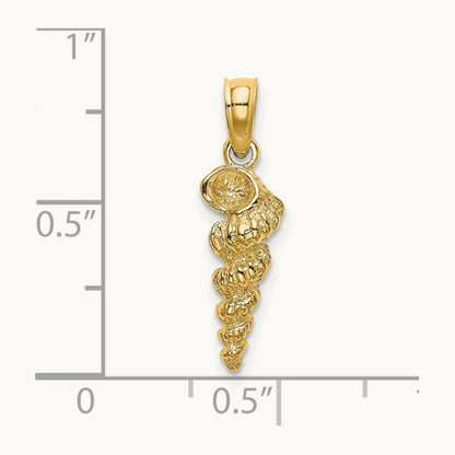 3-D Mini Common Wentletrap Shell Charm, 14K